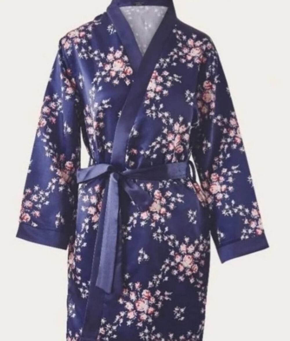 Morgan Lane blue floral Robe Sz S/M NEW